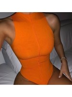 Sleeveless Plain Ribbed Bodysuit