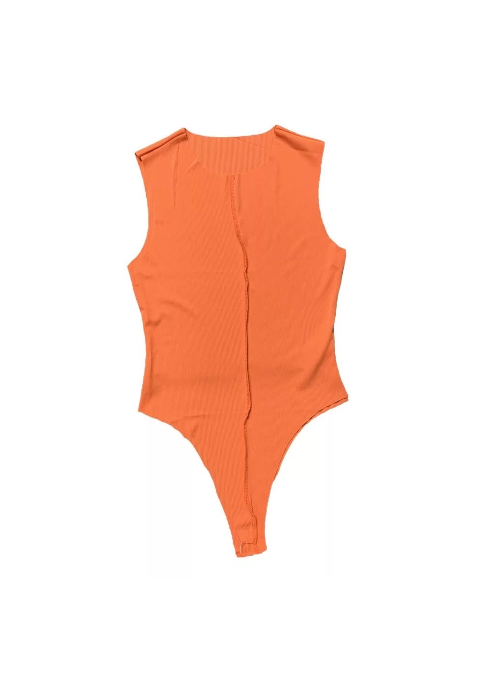 Sleeveless Plain Ribbed Bodysuit