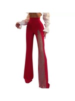 High Waisted Flare Leg Mesh Pants