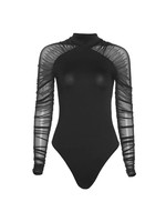 Long Sleeve Turtleneck Mesh Sleeve Top