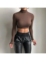 Basic Long Sleeve Turtleneck Crop Top