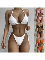 Simple Triangle Tie Bikini Set white