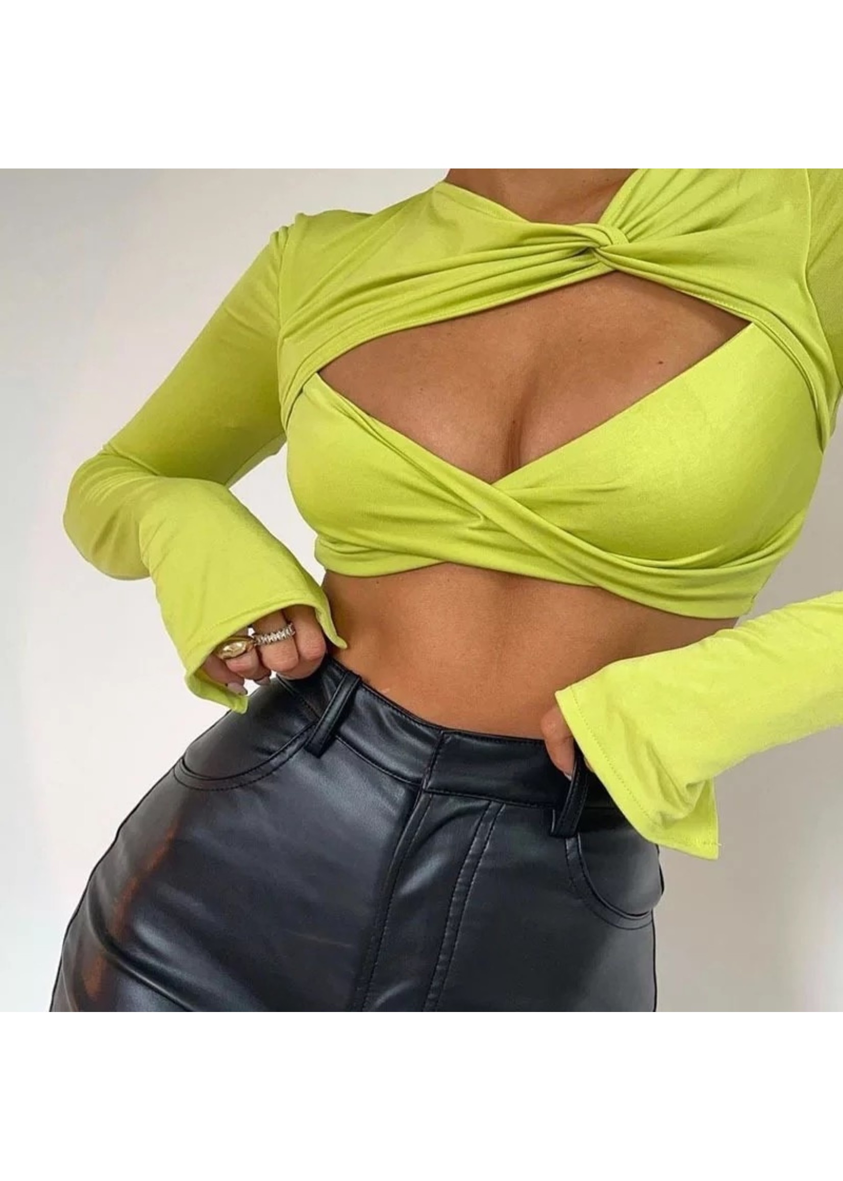 Long sleeve cut out crop top