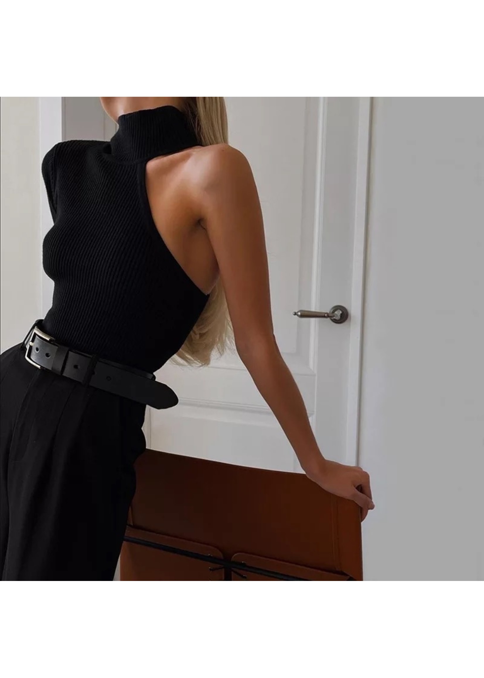 Turtle neck off shoulder bodysuit