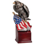 JDS Industries 8 3/4" Eagle and Flag Wings Down on Resin Base includes plate