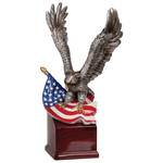 JDS Industries 10" Eagle and Flag on Resin Base Wings Up