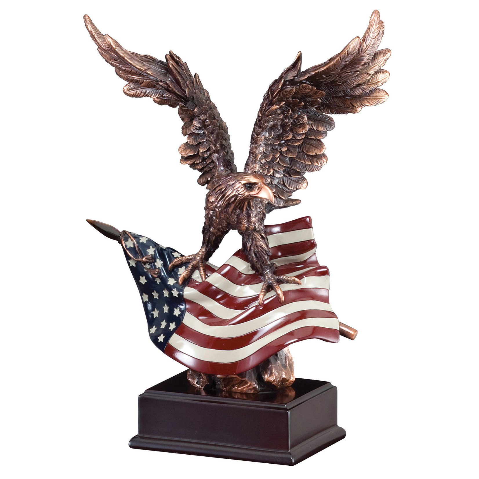 Marco 12-1/2" EAGLEand full color Flag  with Wings up includes engraving