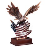 Marco 15 1/2" Eagle with Wings Spread and American Flag (11" wingspan) on Base