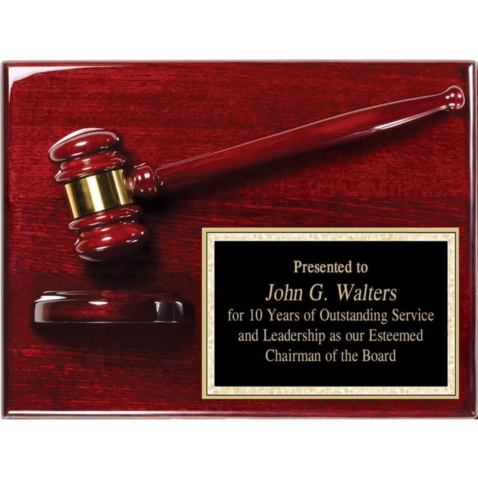 Marco AGP-40PL Rosewood Gavel Plaque includes engraving