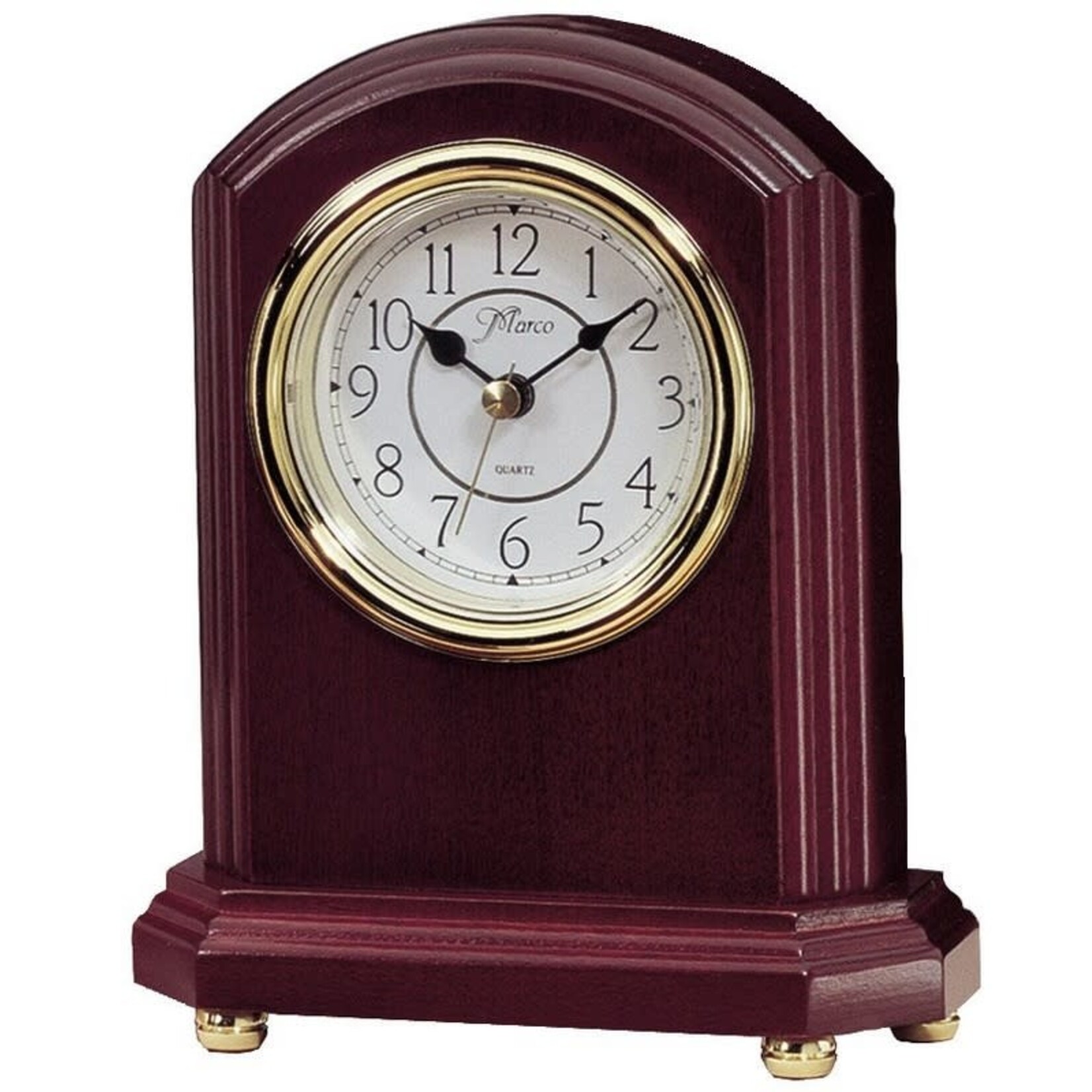 Marco MS2003M Rosewood Cornered Mantle Clock includes engraving plate on front