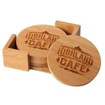 Marco BAM15 Round wooden Coaster Set includes engraving on coasters