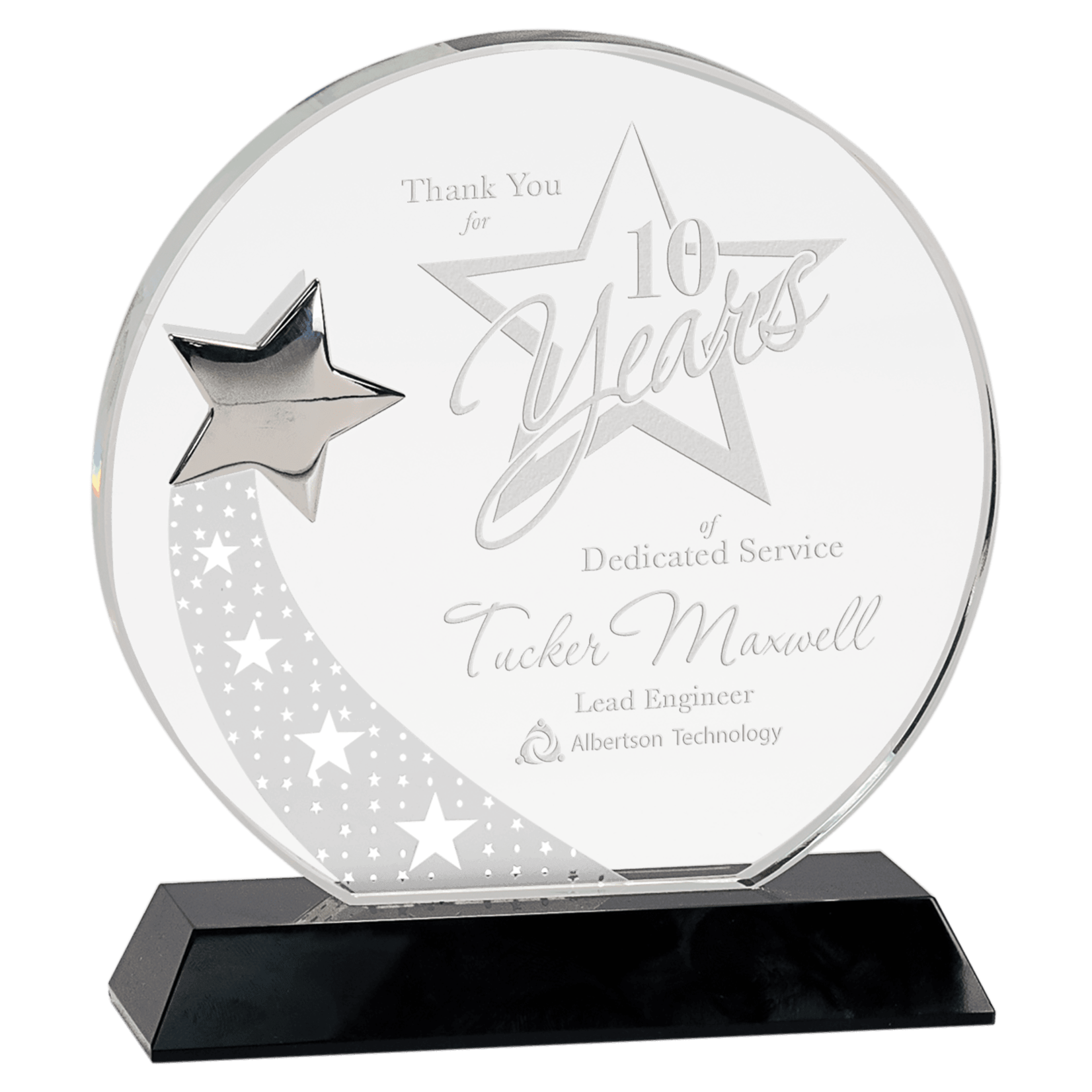 JDS Industries CRY142 Crystal Star on base includes engraving