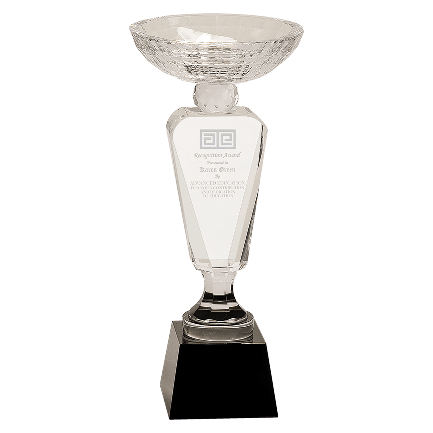 JDS Industries CRY6302L 12" crystal cup w/black pedestal includes engraving