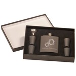 JDS Industries FSK652 Black Flask w/ 2shot glasses and funnel w/engraving on flask