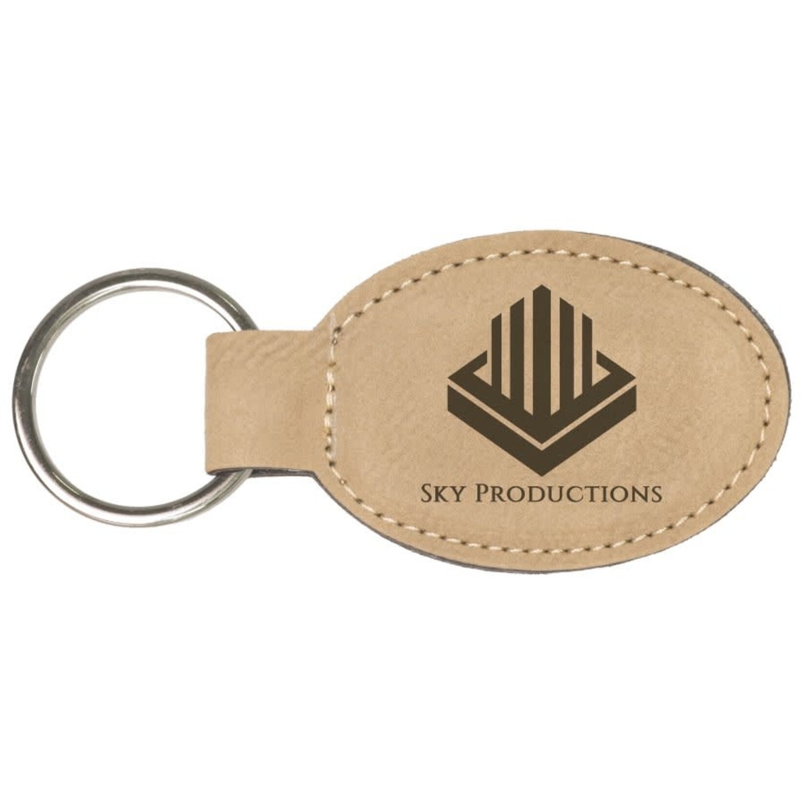 JDS Industries GFT175 Circular leather key tag in light brown includes engraving