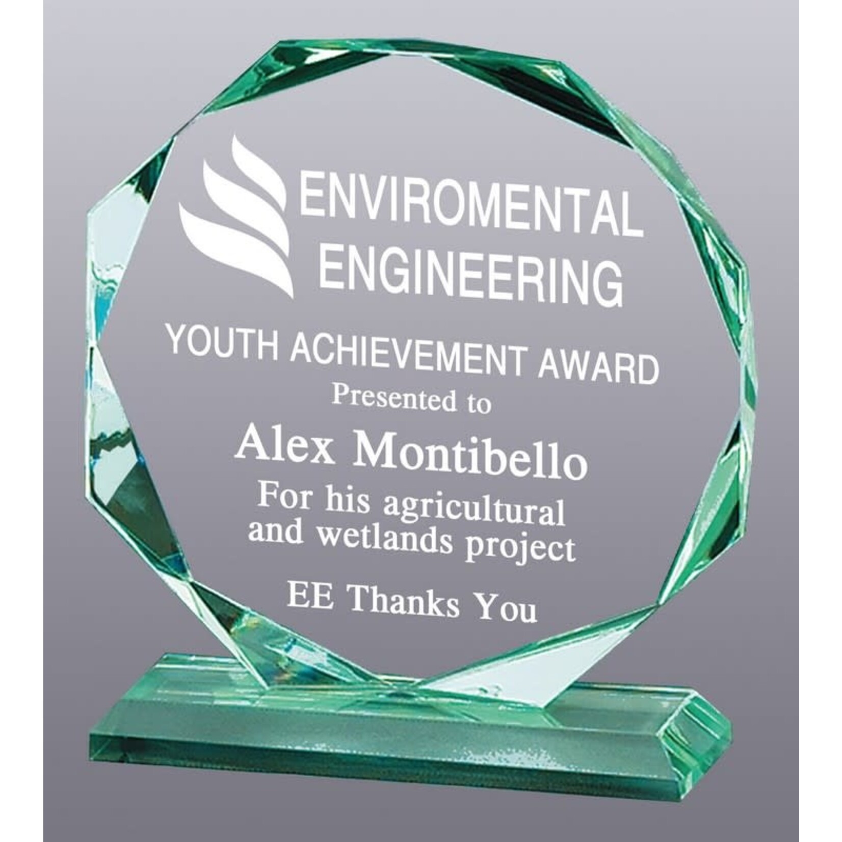 Marco GL122 JADE GLASS AWARD includes engraving