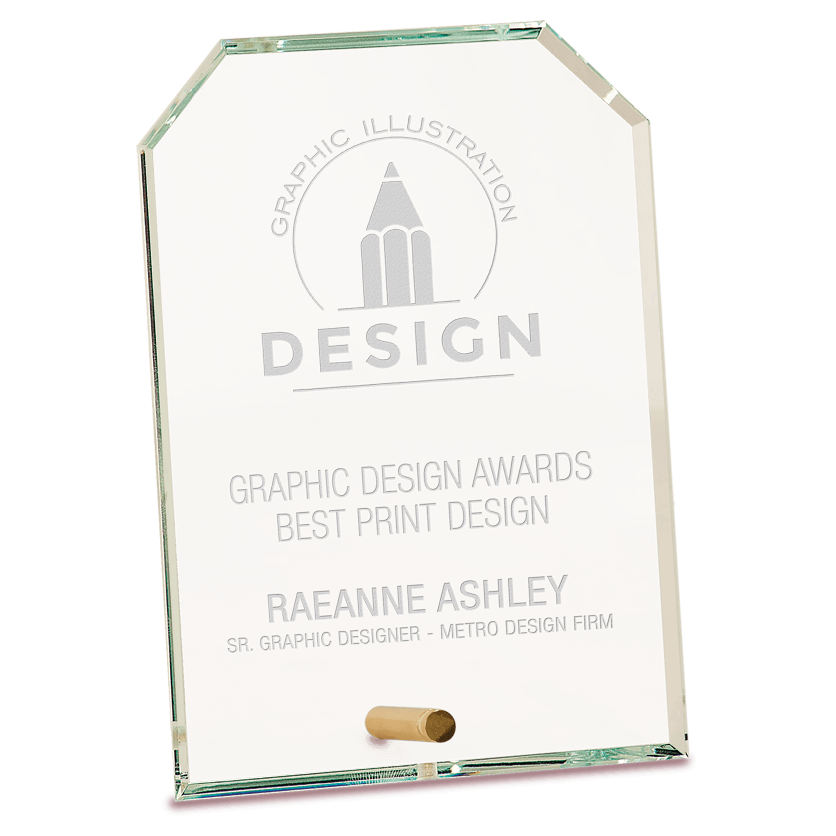 JDS Industries CE5512 5x7 Glass Clipped Rectangle includes engraving