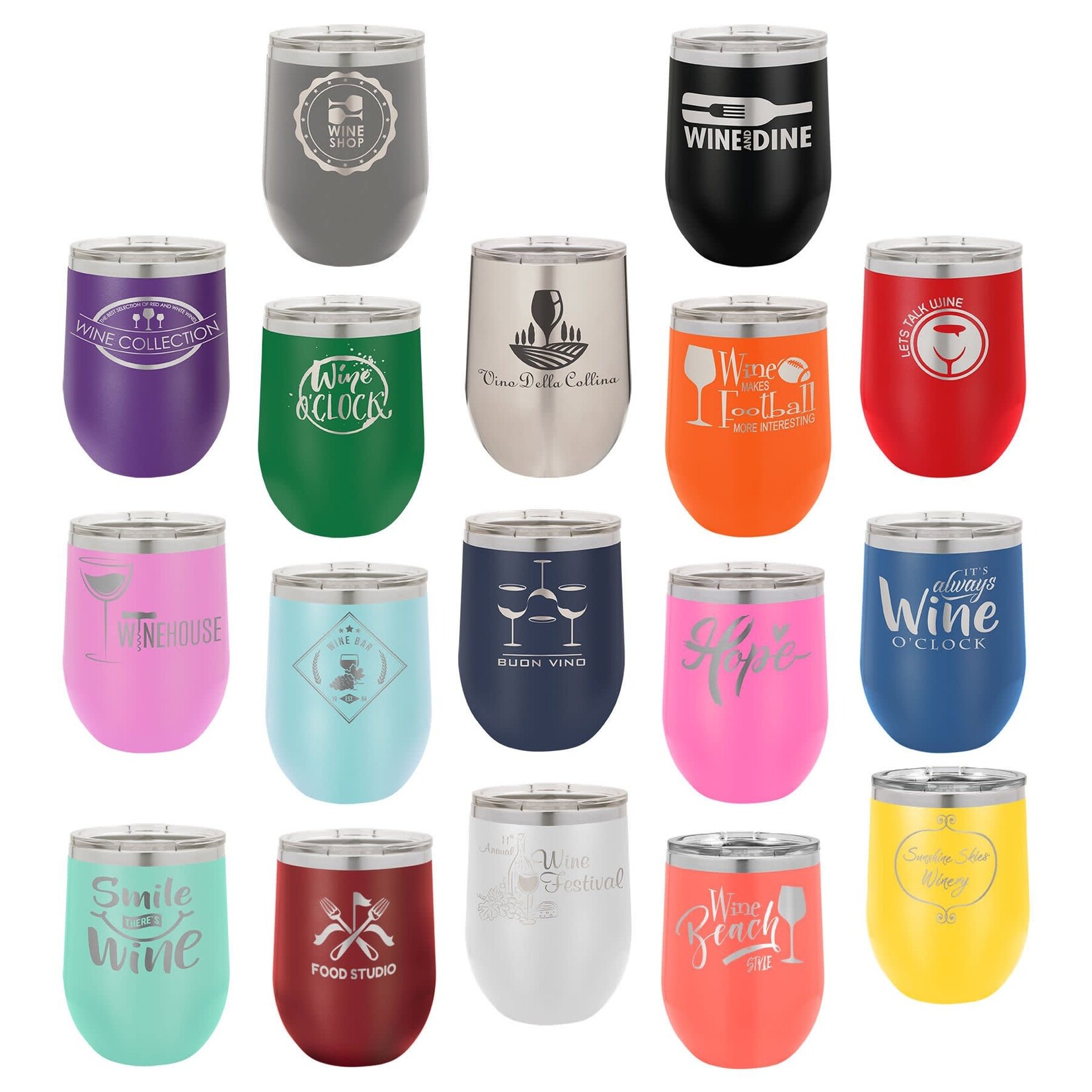JDS Industries 12oz Wine Tumbler w/eng asst colors