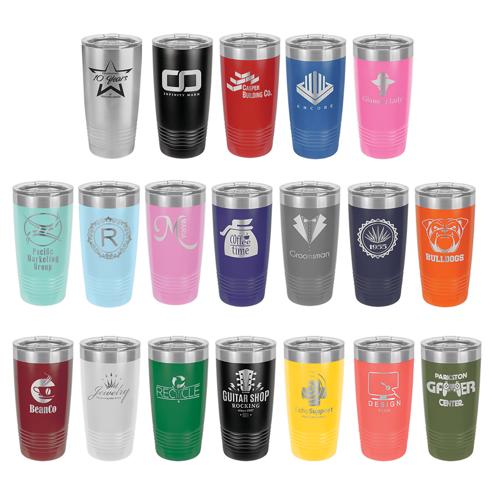 JDS Industries LTM 20 oz Tumbler w/ engraving on 1 side avail in assorted colors