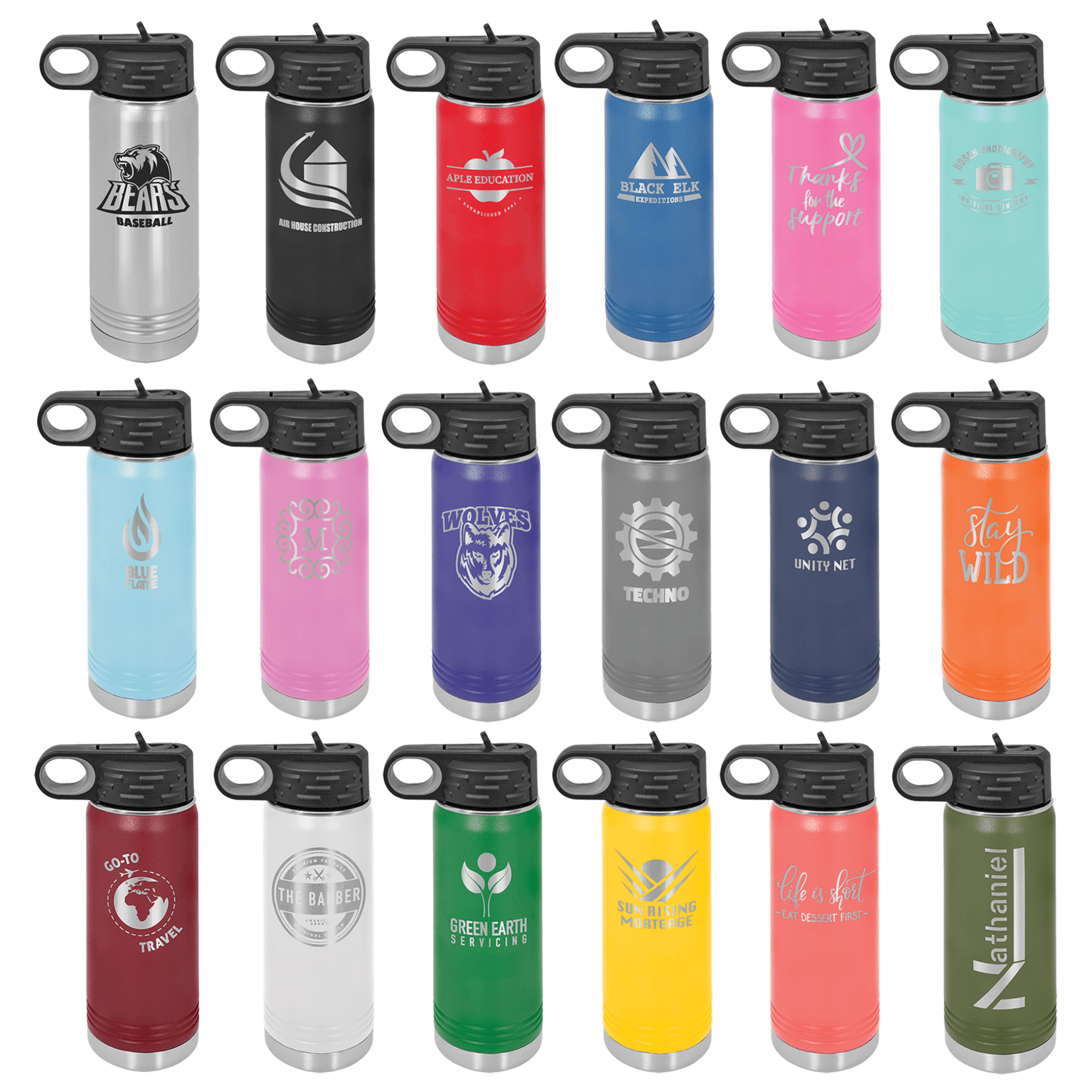 JDS Industries 20 oz Water Bottle w/ engraving asst colors