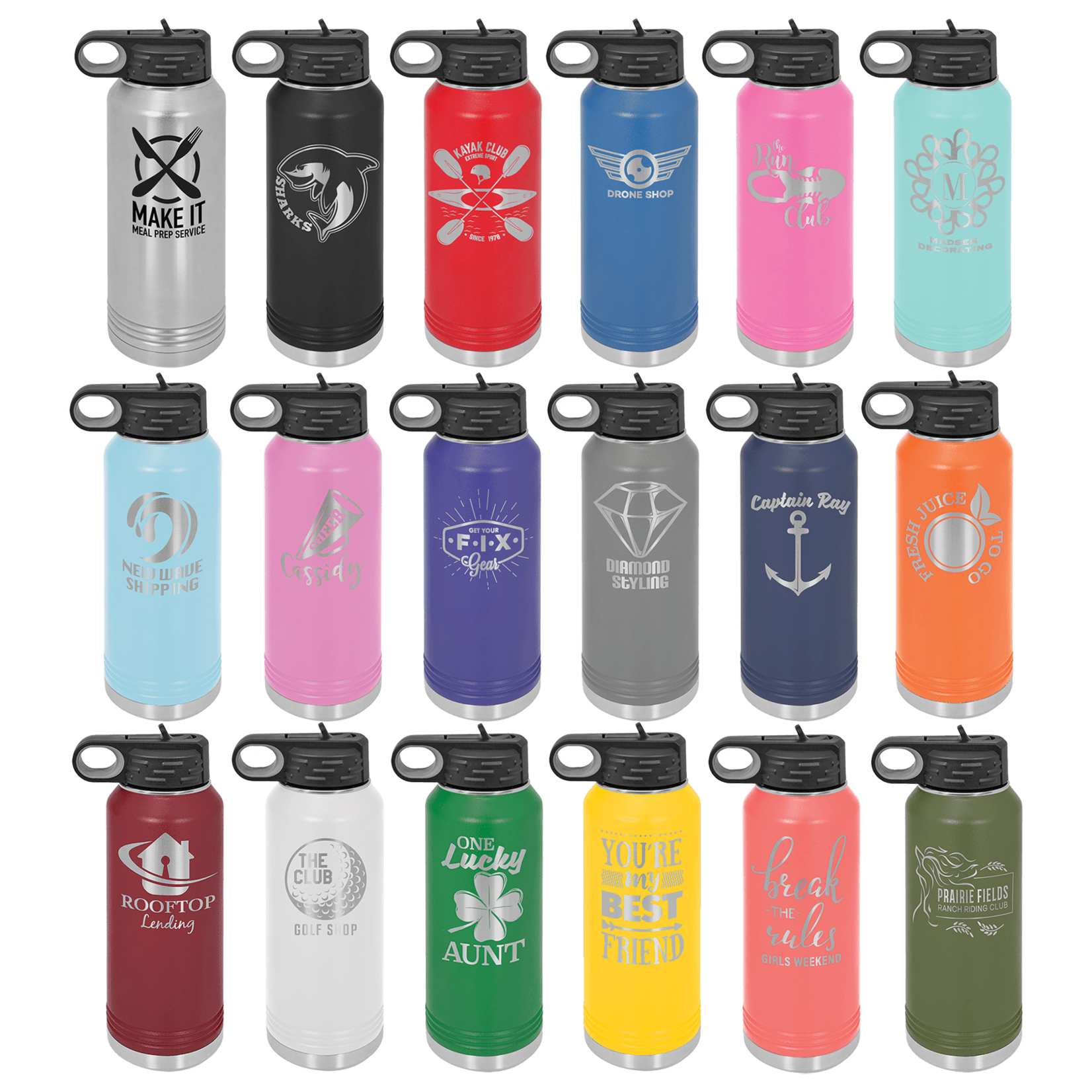 JDS Industries 32 oz Water Bottle w/ engraving ast colors