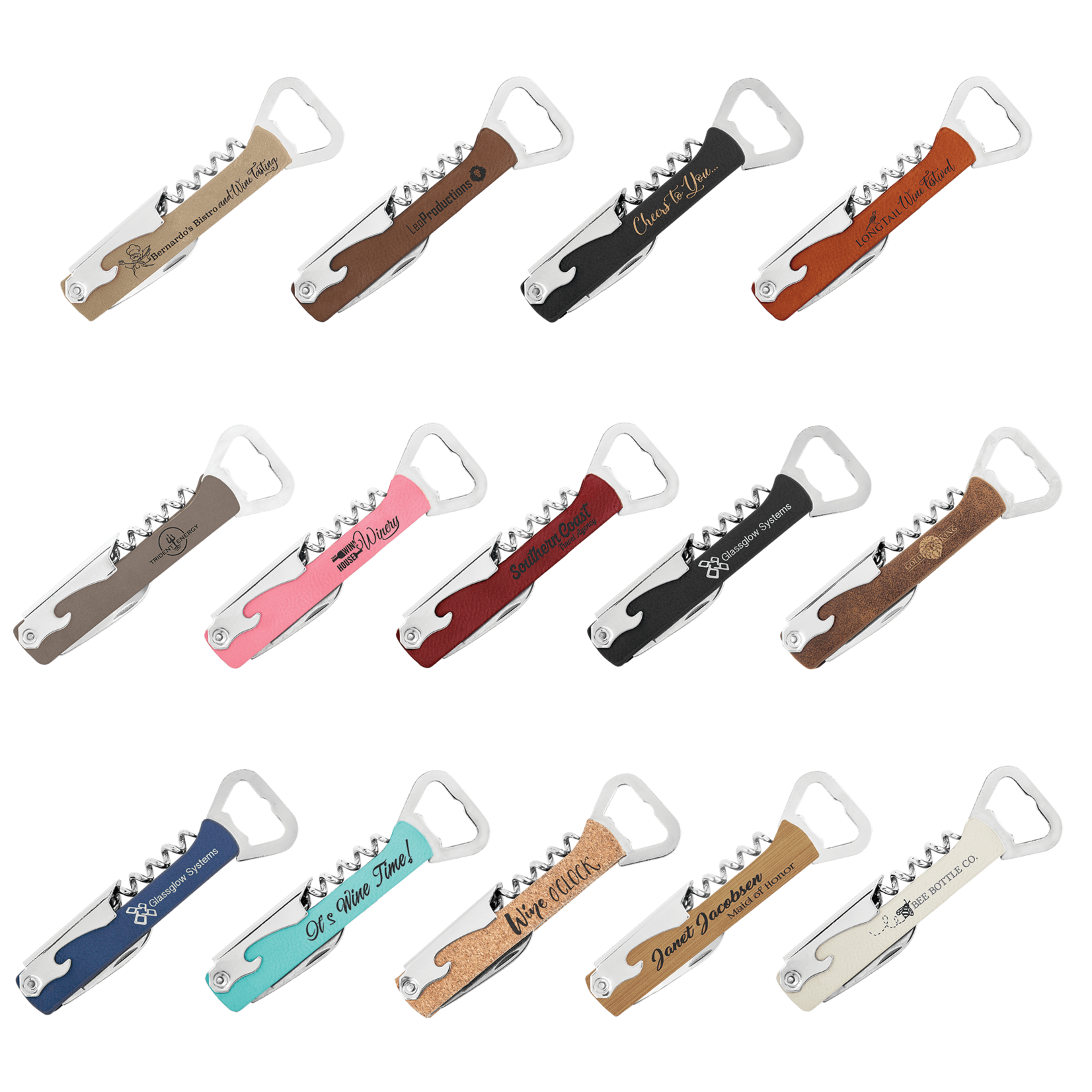 JDS Industries GFT1150 Wine Bottle Opener (corkscrew) w/ engraving asst colors