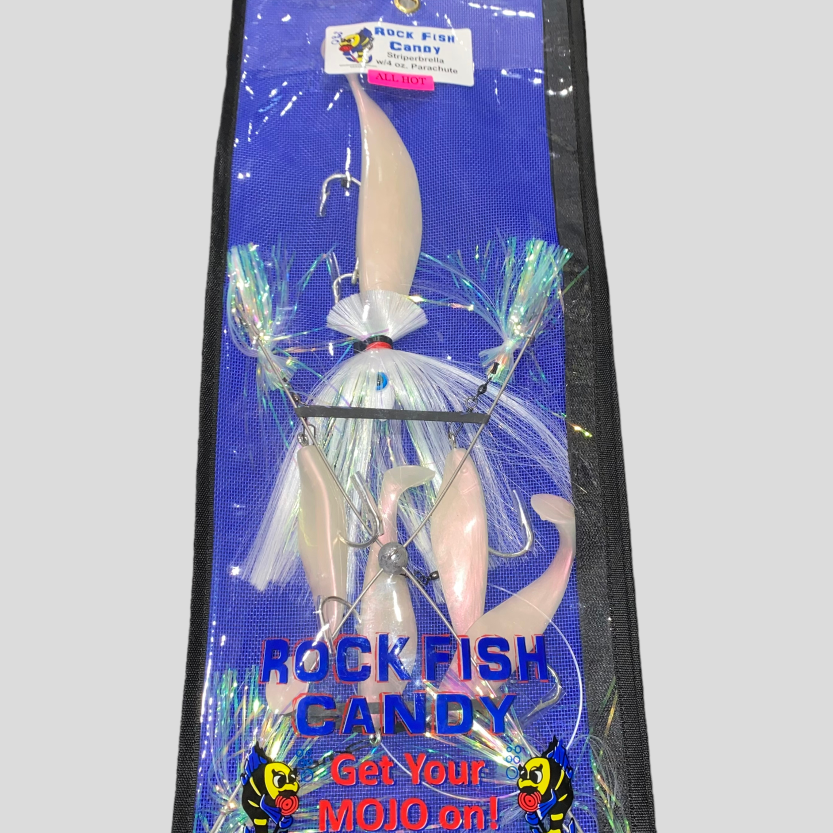 Blue Water Candy Rock Fish Candy 4-Arm Umbrella Rig with Parachute