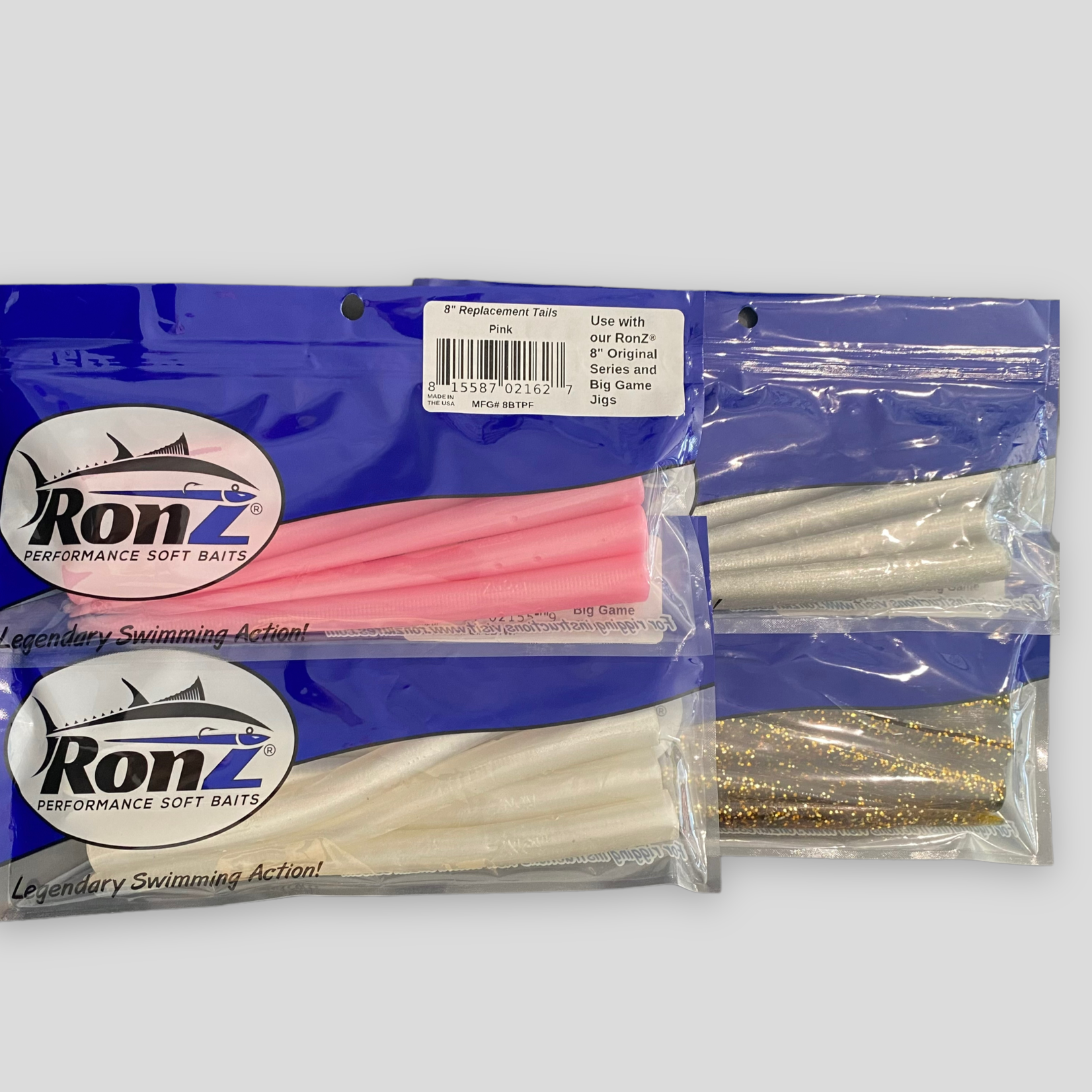  RONZ Lures Replacement Tails 8 6ct (8BTPF) (Pink