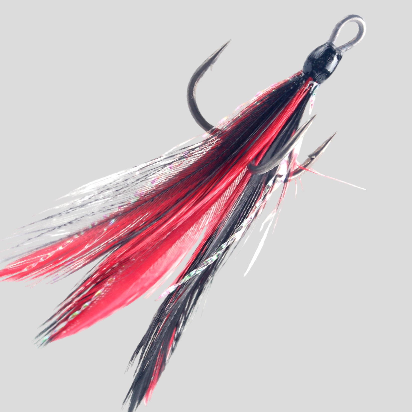 BKK Feathered Spear-21 SS Treble Hooks - Black/Red - #6