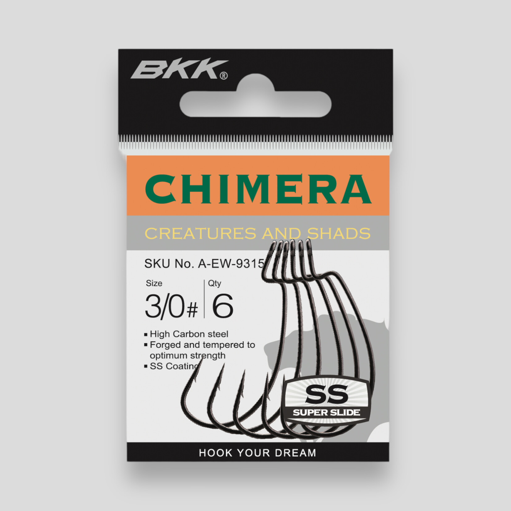 BKK Wide Gap Worm Hook Super-Slide Coating CHIMERA