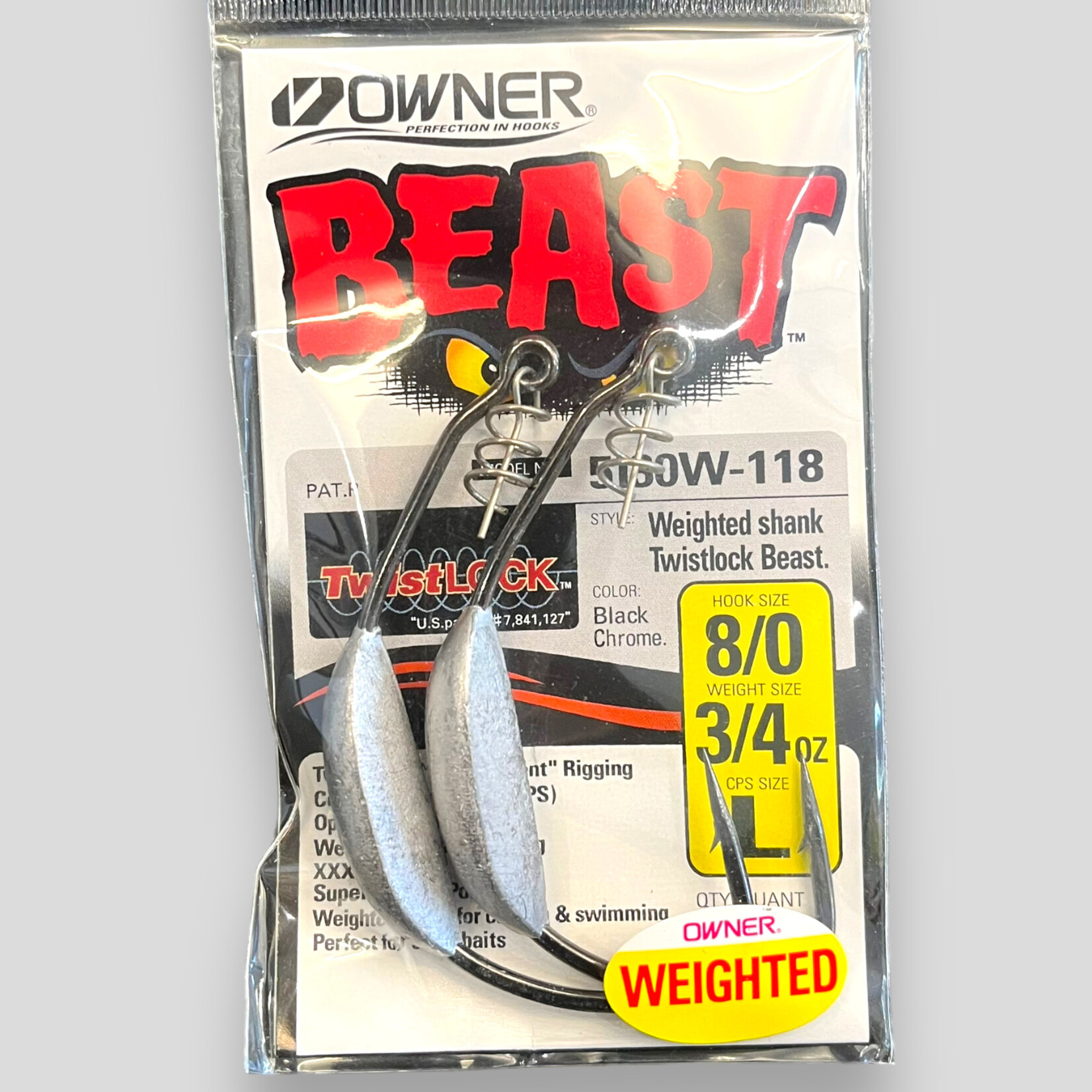 Ami Owner BEAST Twistlock Ponderati 8/O - 3/4oz (Confezione Da 4) Per Pesca In Acqua Dolce E Salata