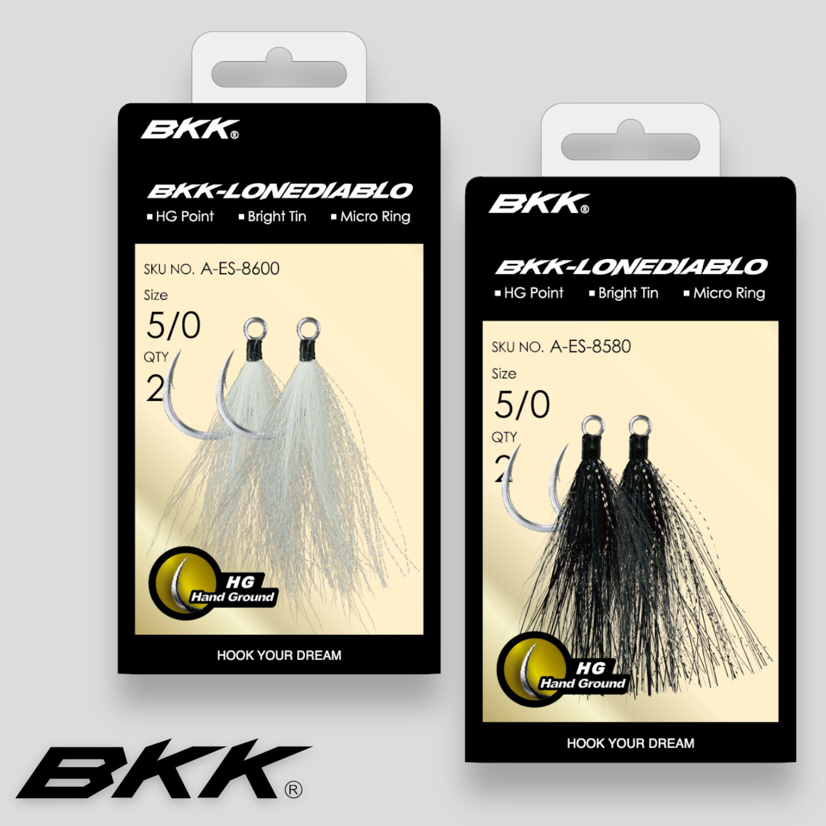 BKK Hooks - Lone Diablo BT - White Bucktail, Bight Tin, Size 3/0