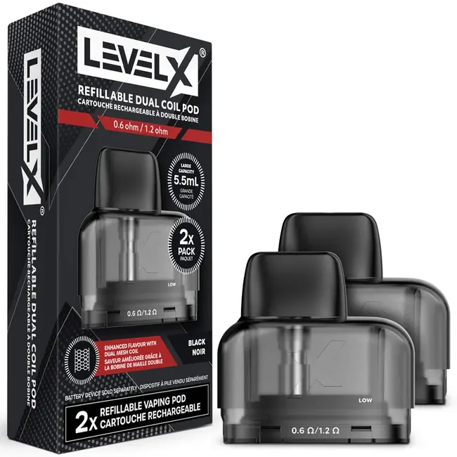 LEVEL X REFILLABLE DUAL COIL POD 5.5ML 2 PACK [CRC]