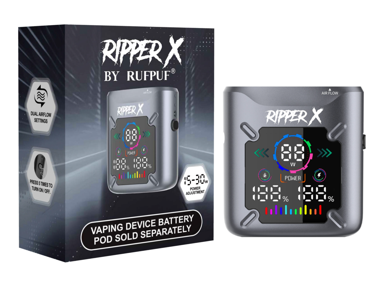 Ripper X Ultra Battery | 1000mAh Type-C Adjustable Wattage Pod Battery ...