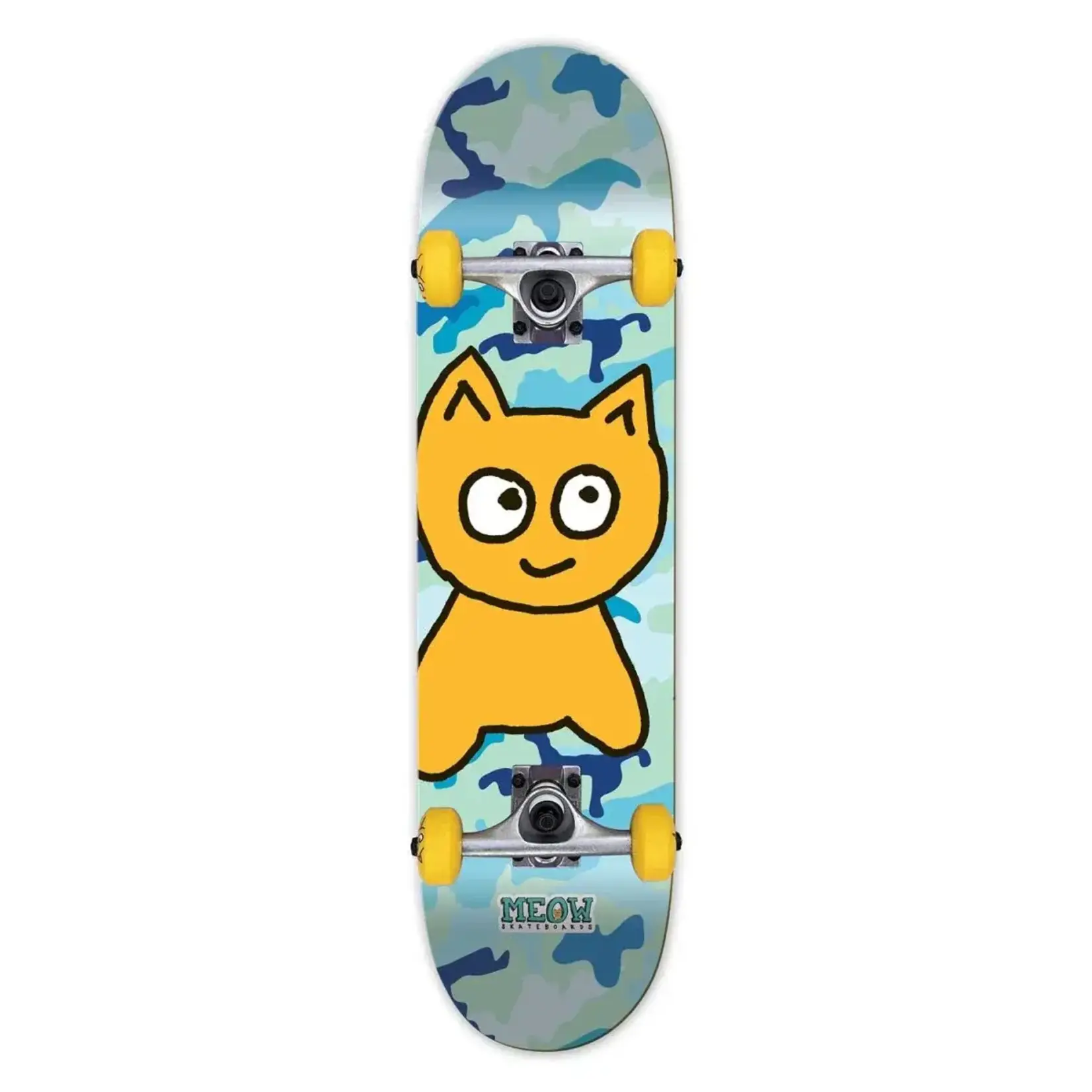 Meow Big Cat Complete Skateboard 8" Blue Camo
