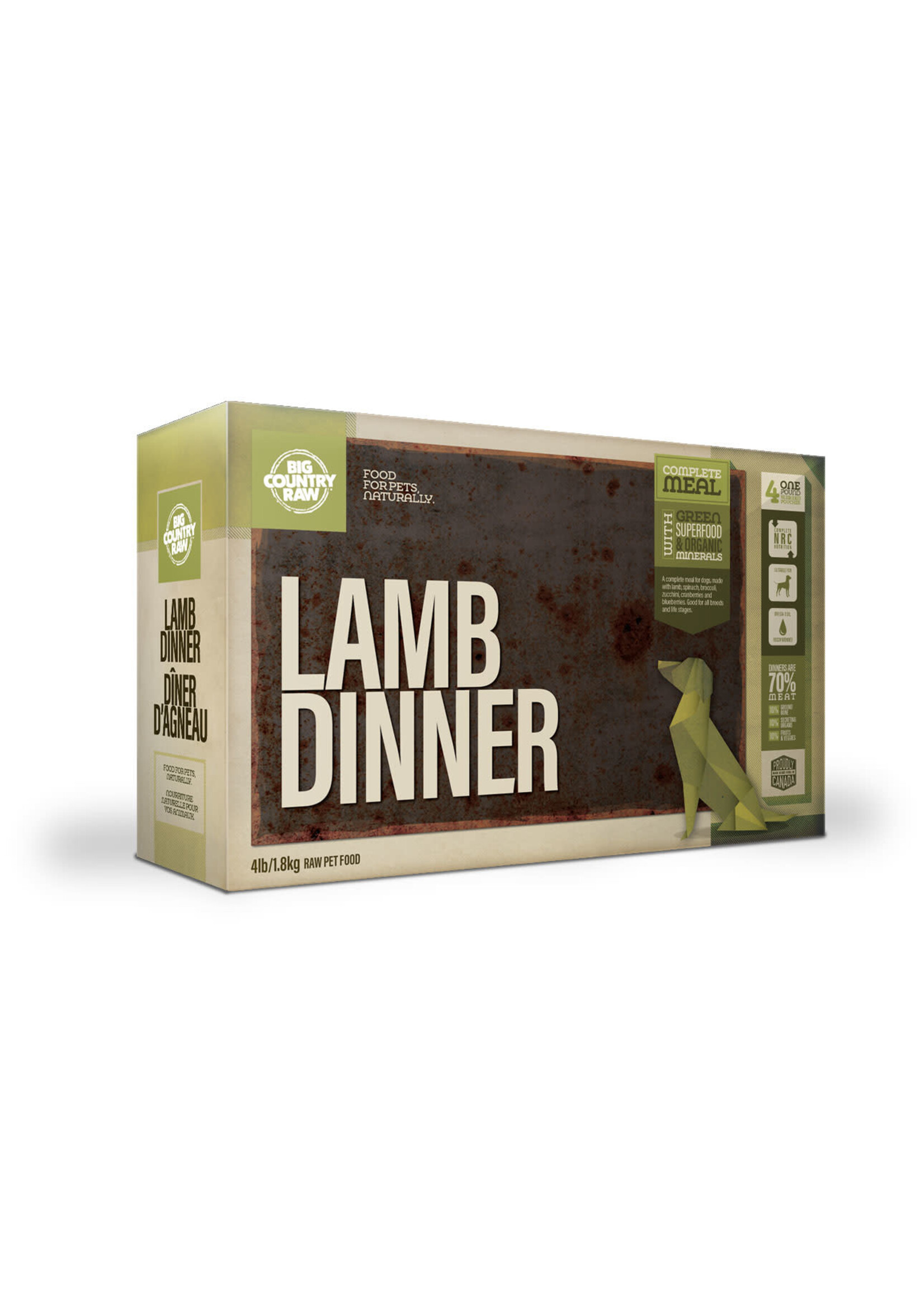 BIG COUNTRY RAW BCR DINER D AGNEAU 4 X 1LB