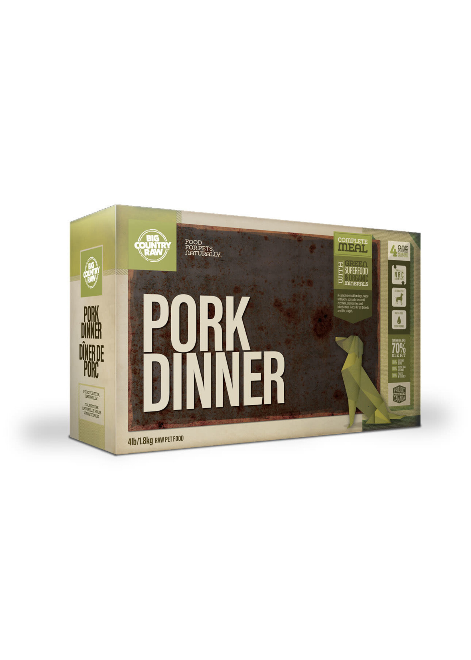 BIG COUNTRY RAW BCR DINER DE PORC 4 X 1 LB
