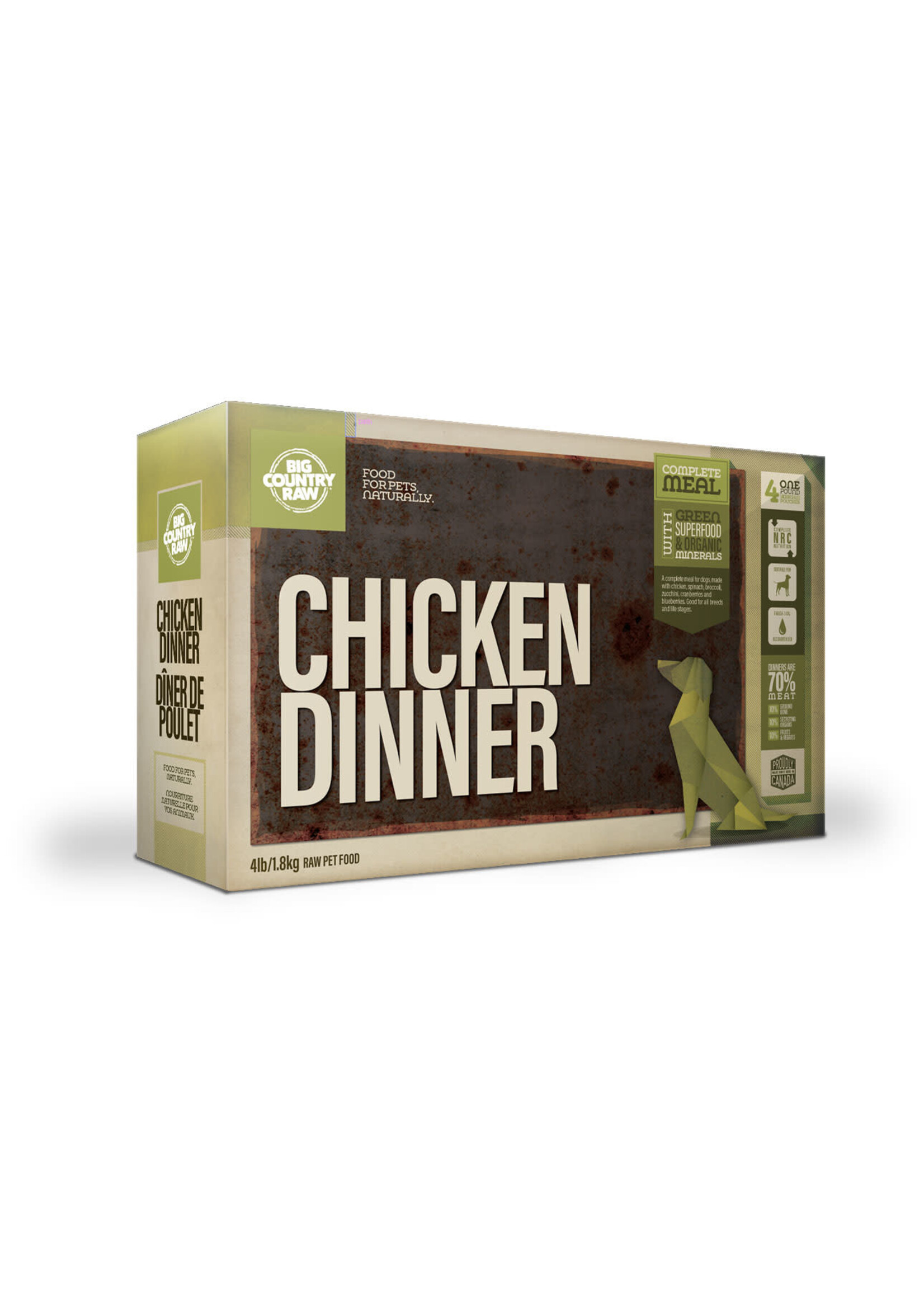 BIG COUNTRY RAW BCR DINER DE POULET 4 X 1LB