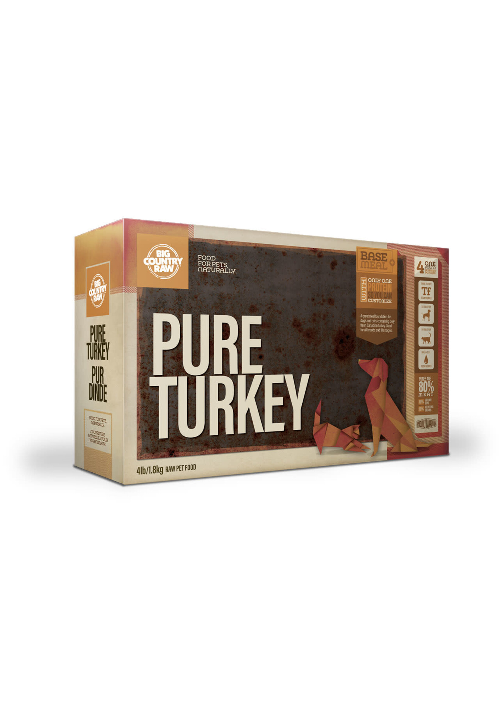 BIG COUNTRY RAW BCR PUR DINDE 4 X 1 LB