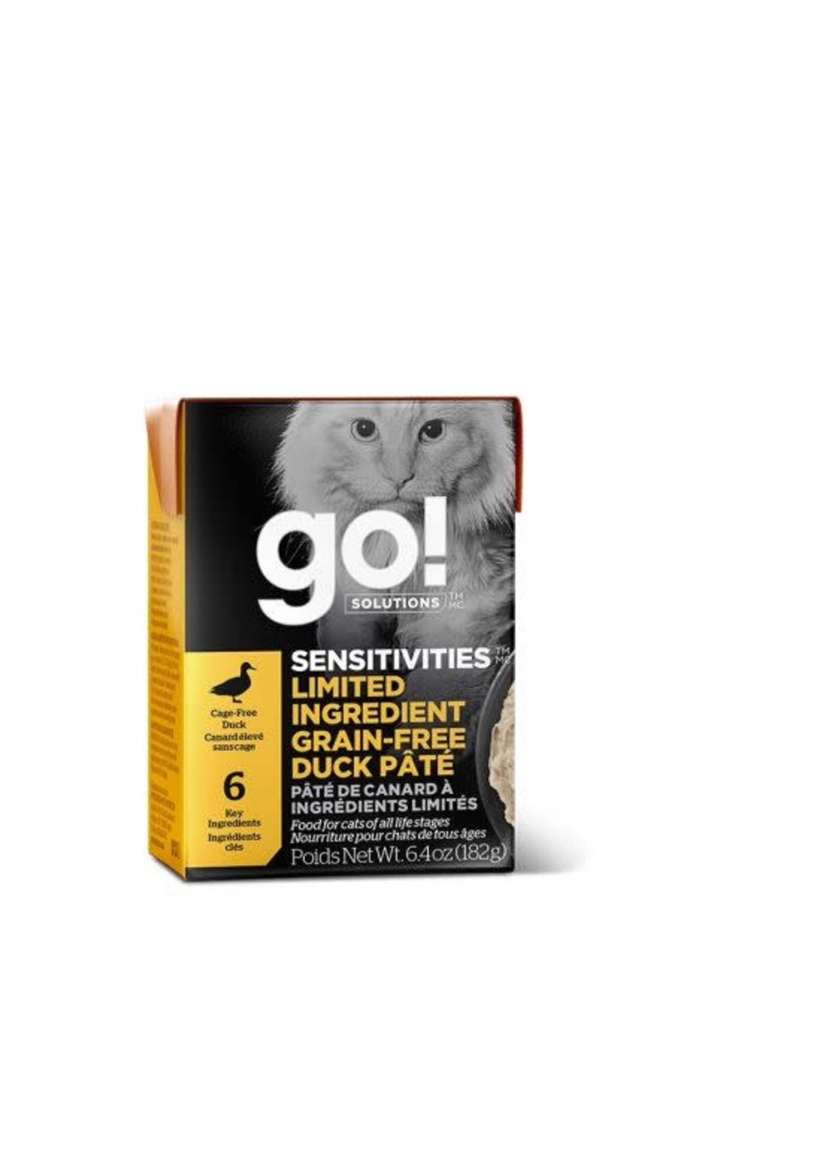 GO! SOLUTIONS GO TETRA PAK CHAT SENSITIVE AU CANARD SANS GRAINS 6.4 OZ