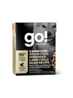 GO! SOLUTIONS GO TETRA PAK CHIEN CARNIVORE AGNEAU ET SANGLIER SANS GRAINS 12.5 OZ