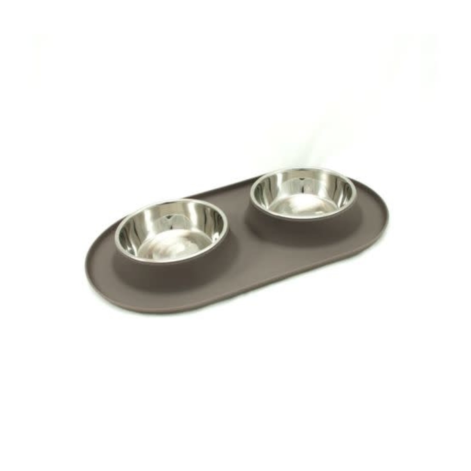 MESSY MUTTS BOL EN INOX DOUBLE BASE EN SILICONE MOYEN GRIS