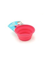 MESSY MUTTS BOL EN SILICONE RETRACTABLE MEDIUM ROUGE