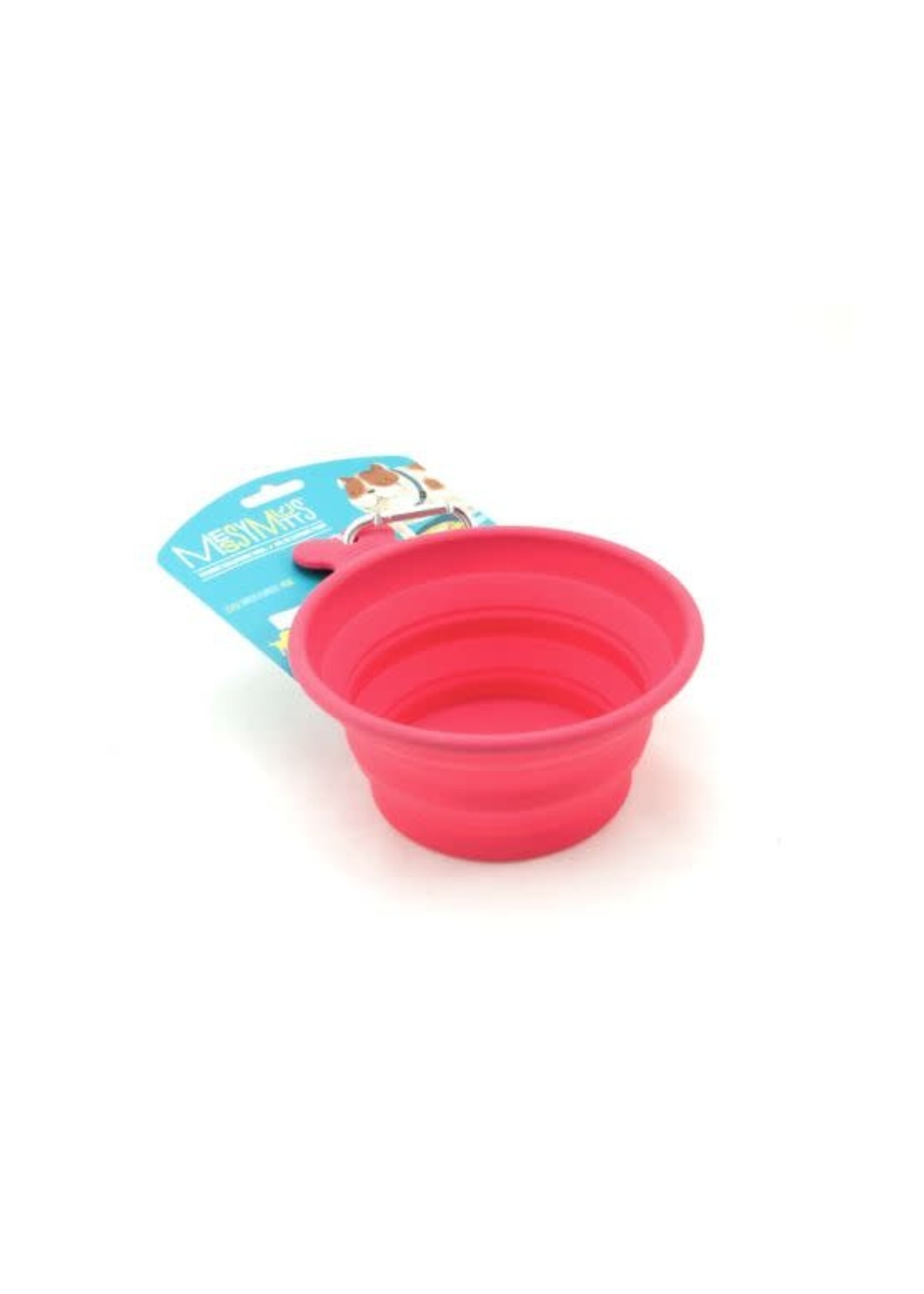 MESSY MUTTS BOL EN SILICONE RETRACTABLE MEDIUM ROUGE