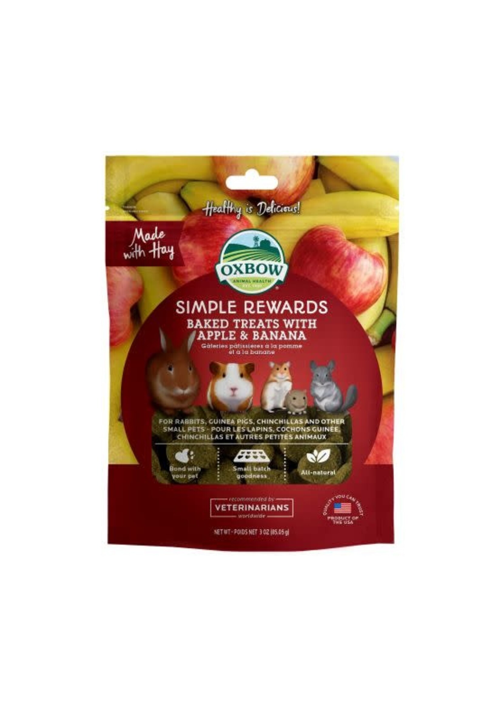 OXBOW OXBOW SIMPLE REWARDS GATERIE RONGEUR POMME BANANE 85G