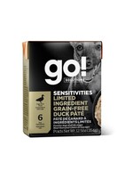 GO! SOLUTIONS GO TETRA PAK CHIEN SENSITIVE  PATE CANARD SANS GRAINS 12.5 OZ