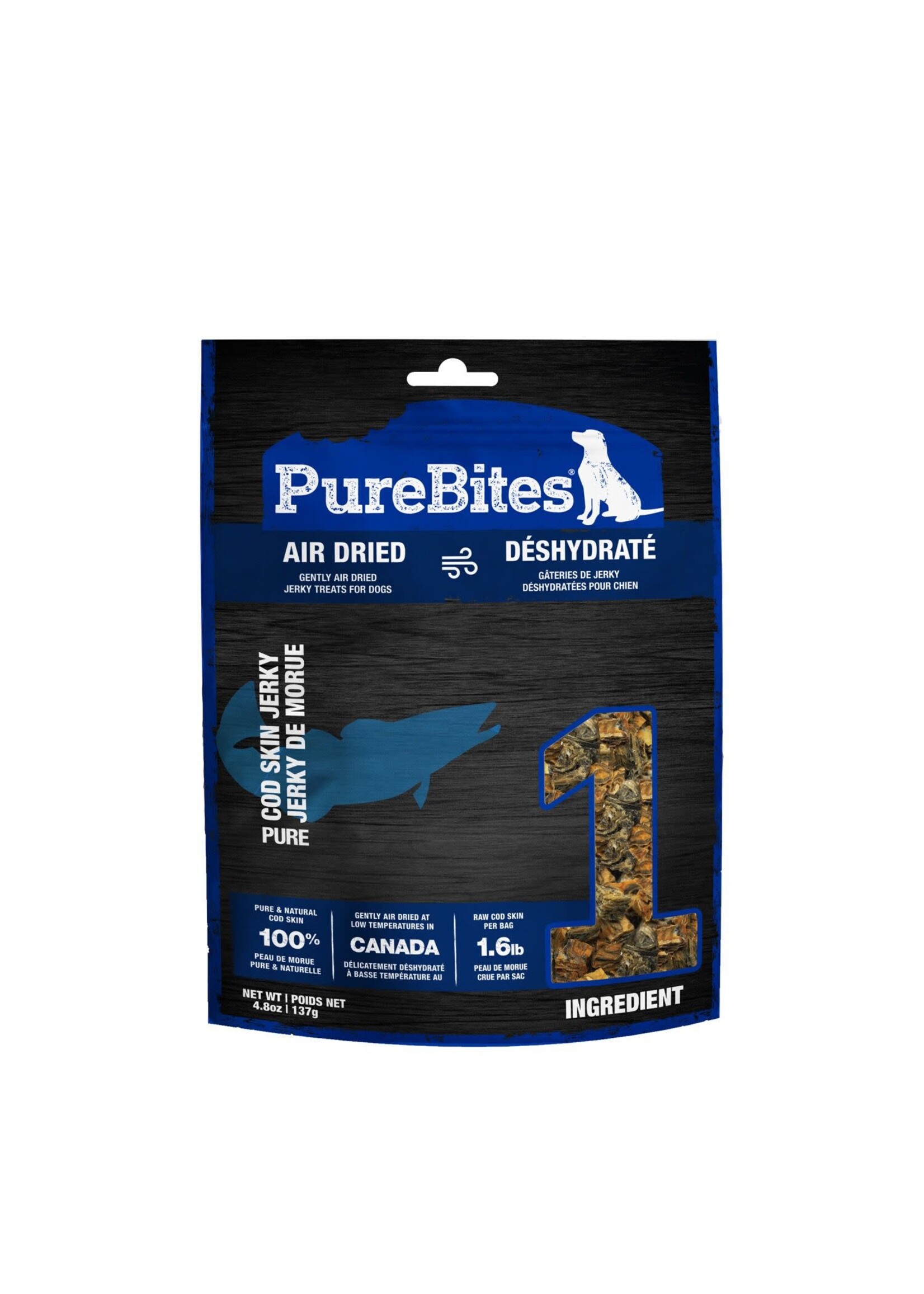 PUREBITES PUREBITES GATERIE POUR CHIEN-JERKY DE MORUE 137 G