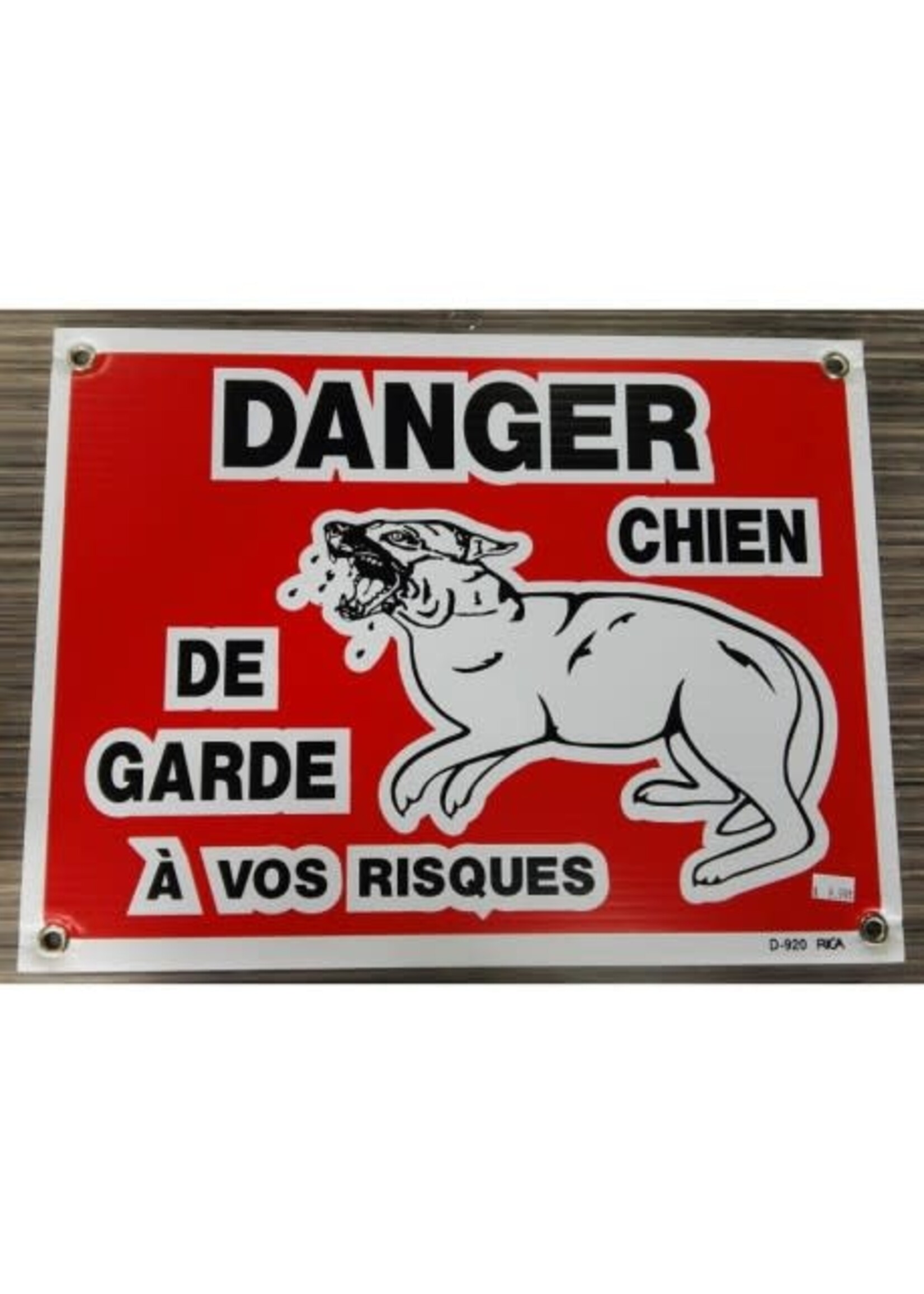 RIGA PANCARTE DANGER CHIEN DE GARDE A VOS RISQUES