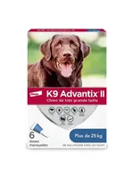 K9 ADVANTIX ll ADVANTIX II CHIEN 25KG ET PLUS PUCES/TIQUES/MOUSTIQUES 6PQT