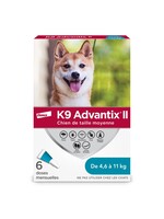 K9 ADVANTIX ll ADVANTIX II CHIEN 4.5KG-11KG PUCES/TIQUES/MOUSTIQUES 6PQT